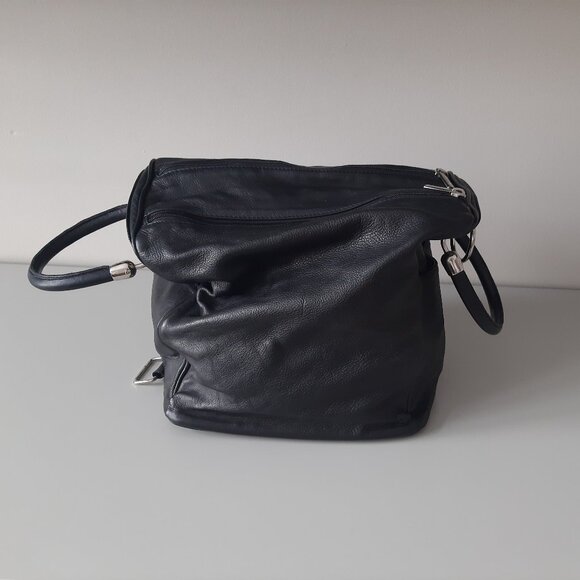 Amalfi - Black Leather Handbag - Picture 1 of 13